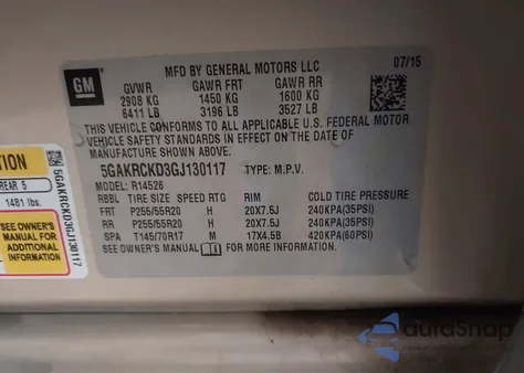 2016 Buick Enclave Premium from USA, damaged, VIN 5GAKRCKD3GJ130117